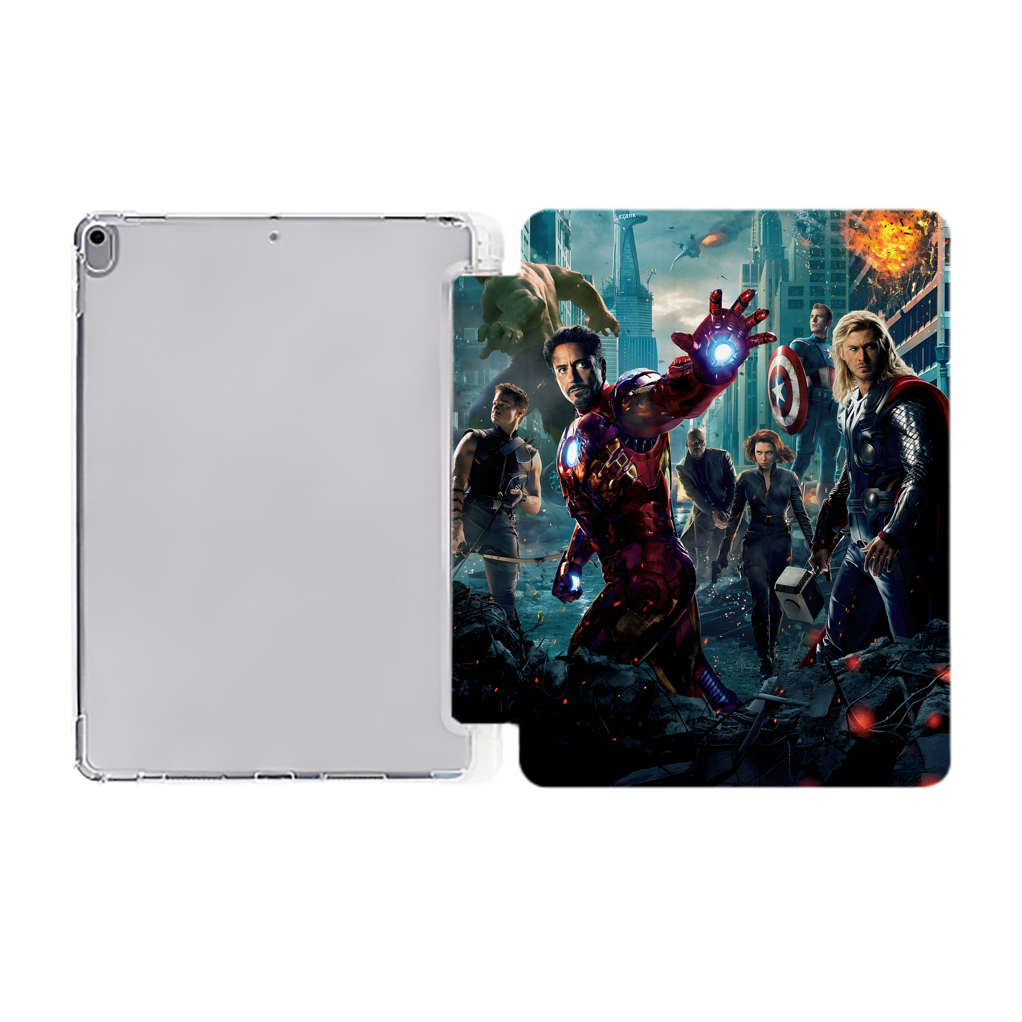（画像用） アベンジャーズ The Avengers IPad ケース ペン収納付き 三つ折りスタンド PUレザー×シリコン 対応機種9.5/10.5/10.9インチ